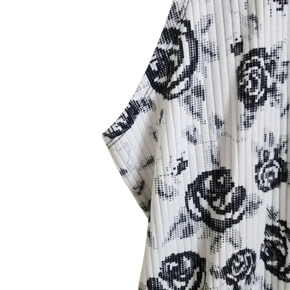 LuLaRoe Plus Size 3X Joy Open Long Longline Vest Cardigan Rose Print Black White - Picture 5 of 12